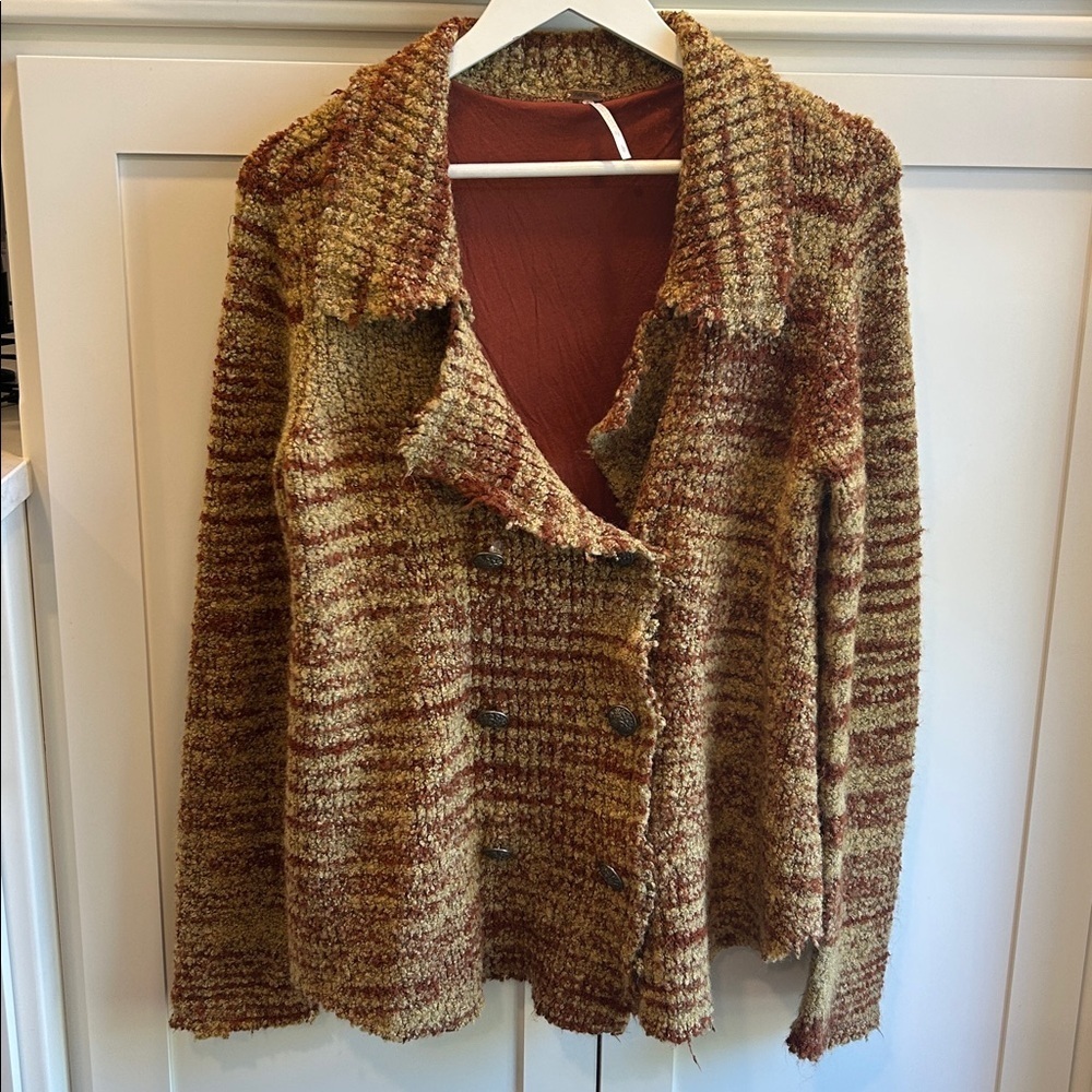 FREE PEOPLE Zebra Yarn Button Down Wool Jacket Coat - Picture 4 of 16